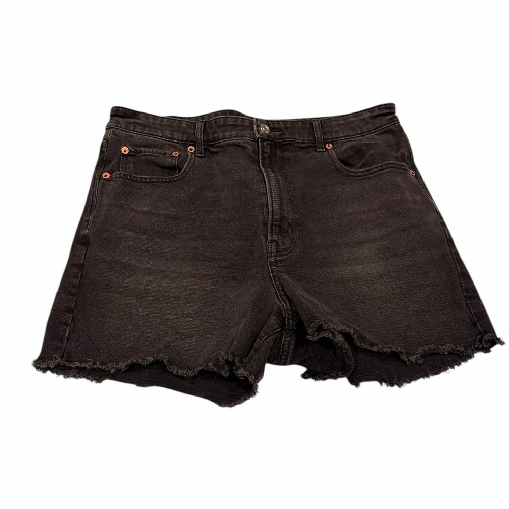 American Eagle Highest Rise Boyfriend Shorts Black Size 12 - Picture 2 of 5